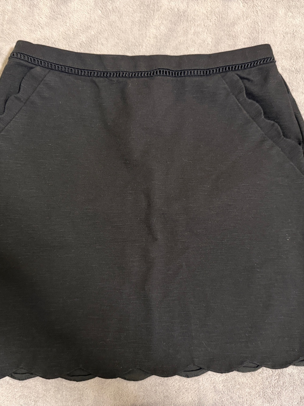 Skies Are Blue Black Scallop Hem Mini Skirt